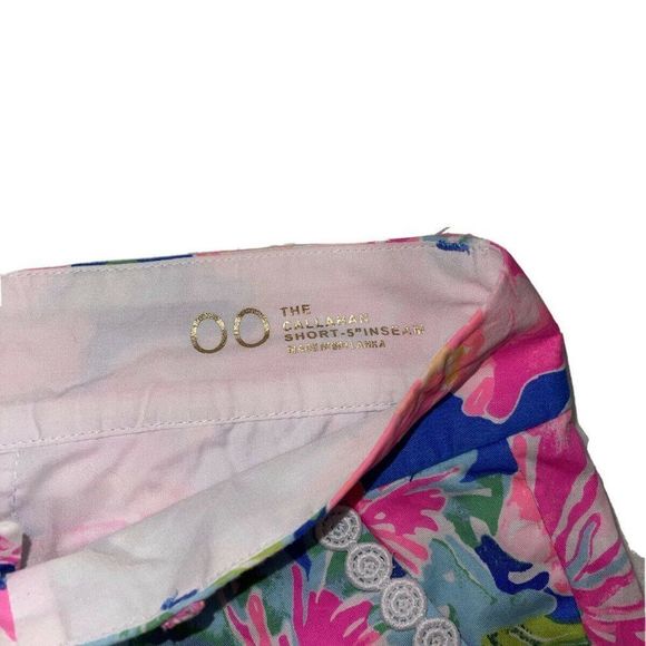 Lilly Pulitzer Callahan Short Pink Floral It's Always Summer Somewhere Size 00 - Picture 7 of 11